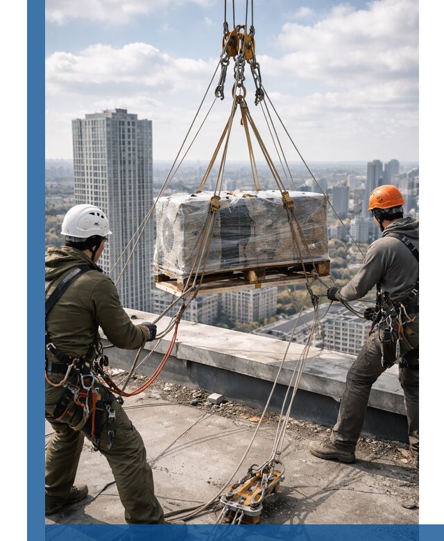 Подъем и монтаж крупногабаритных грузов на крышу в Мурманске