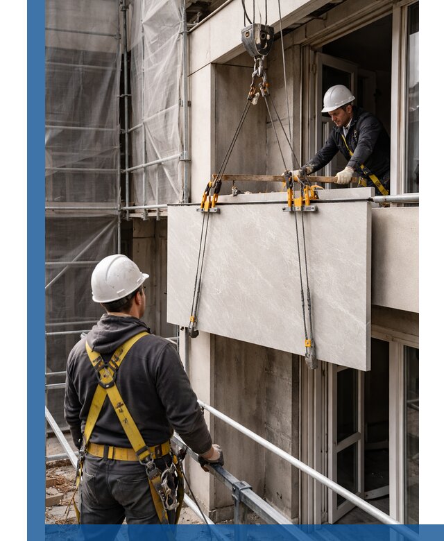 Подъем керамогранита на этаж в Мурманске грузчиками и техникой