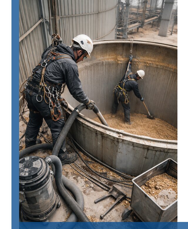 Профессиональная чистка зерновых бункеров в Мурманске с выездом