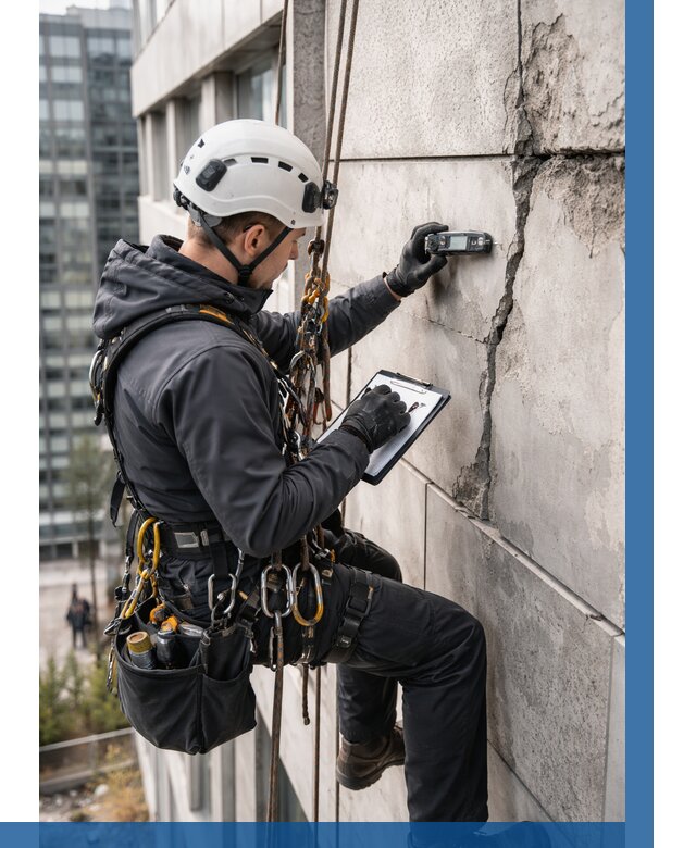 Обследование фасада альпинистами в Мурманске от 123 р. | ВЫСОТНИК-Мрм