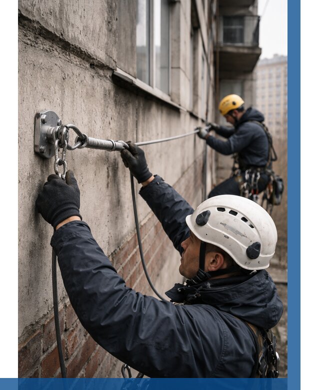 Монтаж анкерных линий в Мурманске от 3085 р. | ВЫСОТНИК-Мрм