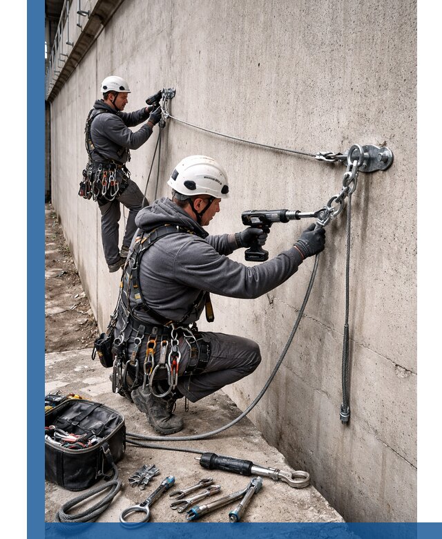 Монтаж анкерных линий высотной безопасности в Мурманске