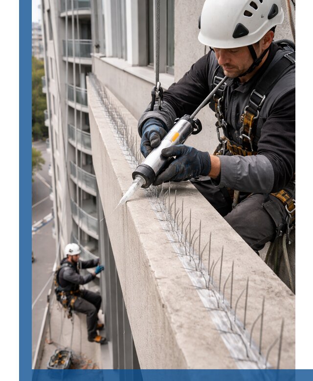 Установка шипов от птиц на фасадах и кровлях в Мурманске